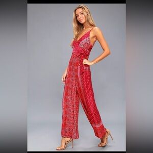 Free People Cabbage Rose Pink Multi Print Jumpsuit 4